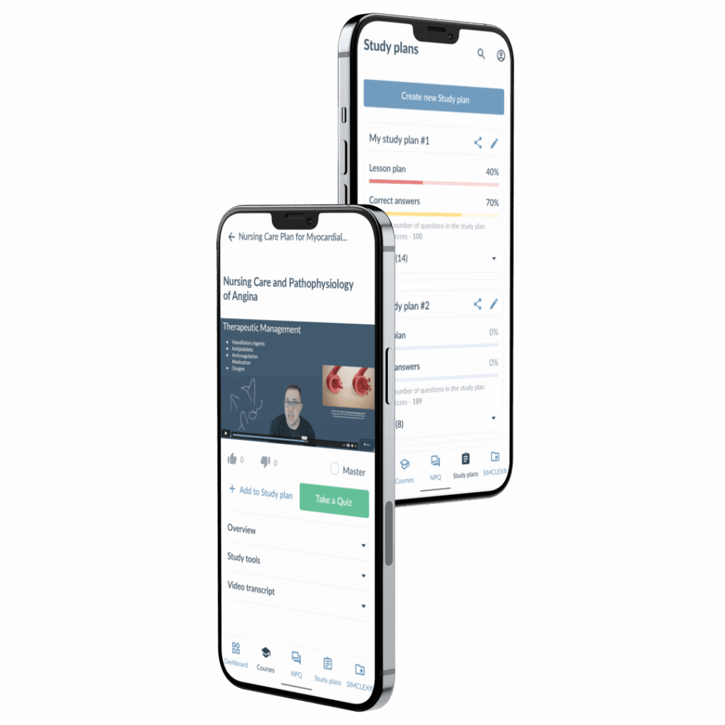 Comparison of NURSING.com vs. UWorld for NCLEX prep and nursing school success. Image showcasing all the apps included with a NURSING.com membership, including NCLEX Showdown, Care Place, Med App, NURSING.com App, and Case Studies—comprehensive tools to help nursing students prepare for the NCLEX and excel in nursing school.