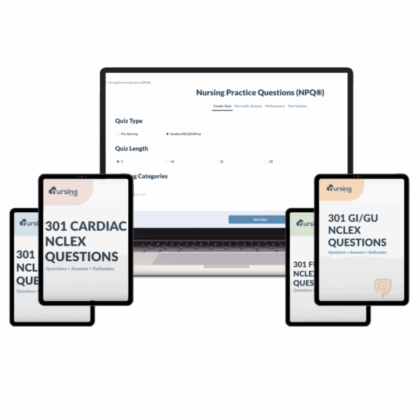 Best NCLEX practice questions bundle – realistic NCLEX-style questions with answers, rationales, fundamentals, med-surg, and specialty prep for nursing students