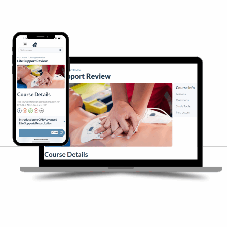 Life support training bundle – code blue pack with CPR overview, BLS, ACLS, PALS, and NRP review to help nursing students and new nurses build confidence