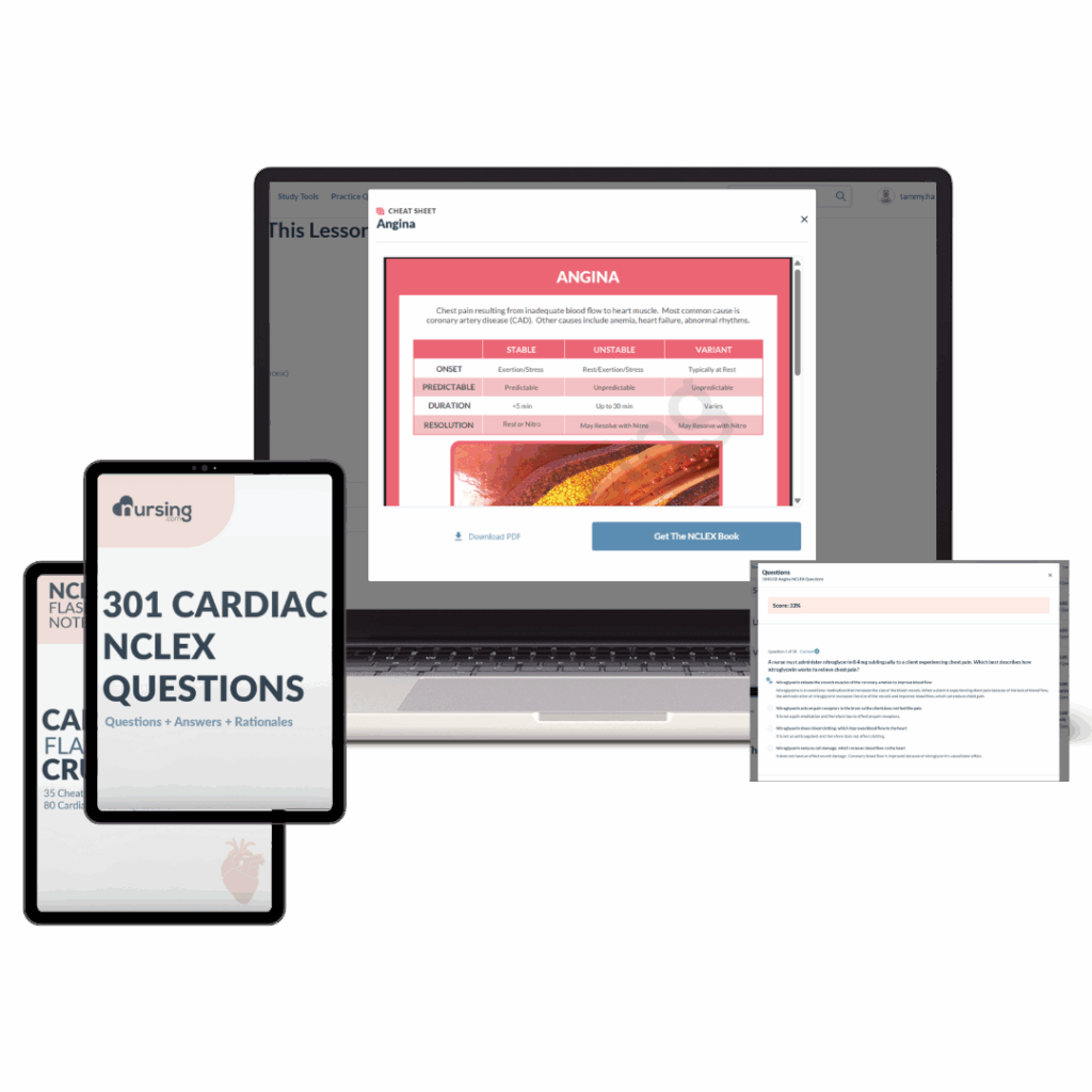 Best cardiac study guide for nursing students – NCLEX flash notes, practice questions, and 301 cardiac NCLEX question PDF included
