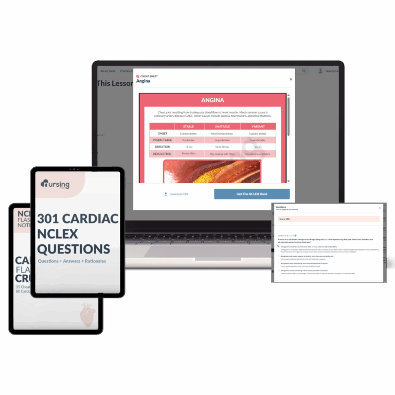 Best cardiac study guide for nursing students – NCLEX flash notes, practice questions, and 301 cardiac NCLEX question PDF included