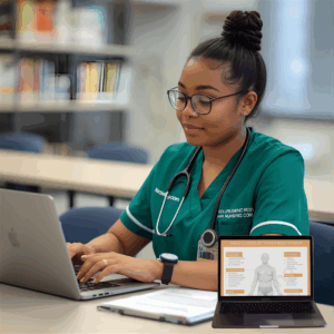 nursing student understanding nursing pharmacology in nursing school because of the nursing.com pharm panic pack.