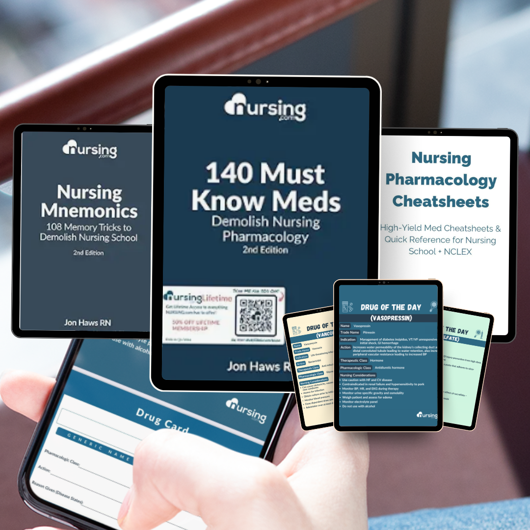 Pharm Panic Pack by NURSING.com — 140 Must-Know Meds, drug cards, cheatsheets, and mnemonics to simplify pharmacology