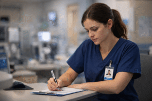 Student Filling Out Documentation