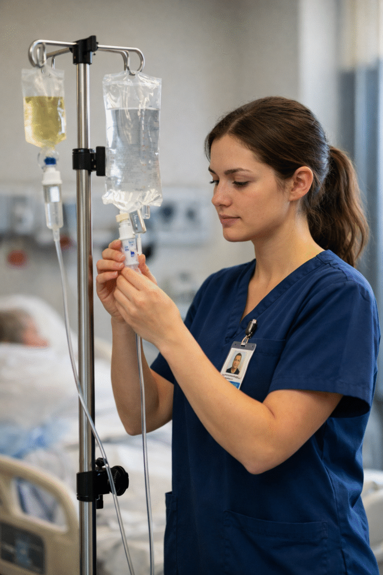 Nurse Checking on IV