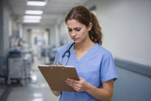 Nursing student feeling discouraged after a harsh clinical evaluation