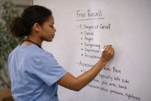 student practicing free recall